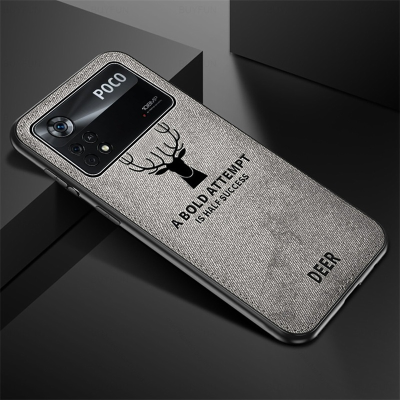 Pocox4pro caso 3d deer padrão pano tecido capa traseira para xiaomi poco pouco x 4 x4 pro 5g nfc quadro macio à prova de choque coque: for Poco X4 Pro 5G / Gray-02