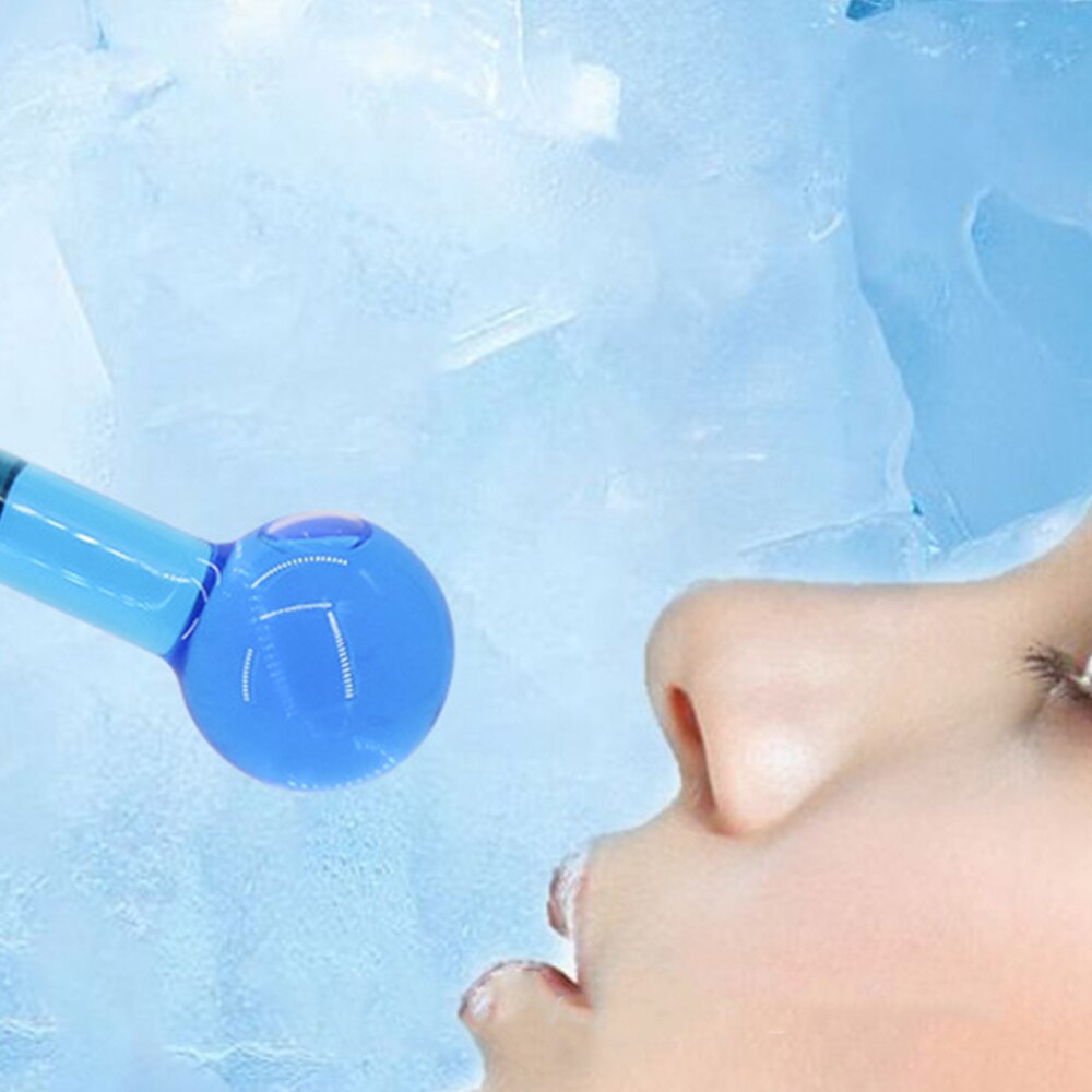 2Pcs Facial Globes Beauty Ice Energy Crystal Facial Cooling Ice Globes (Blue)