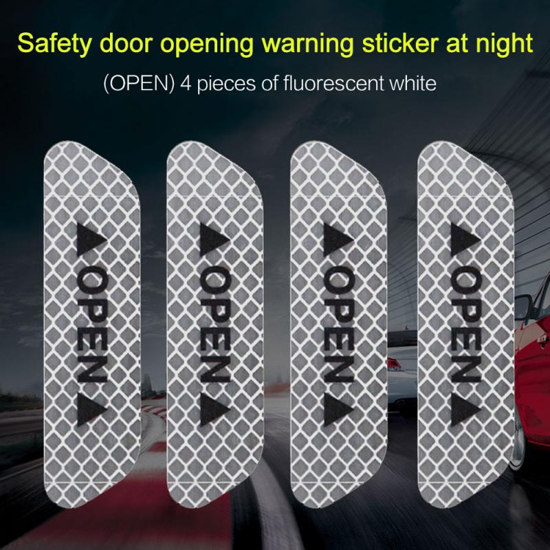 4 Stks/set Auto Reflector Sticker Waarschuwing Reflecterende Auto Reflecterende Strips Veiligheid Reflector Stickers Auto Styling Accessoires: white