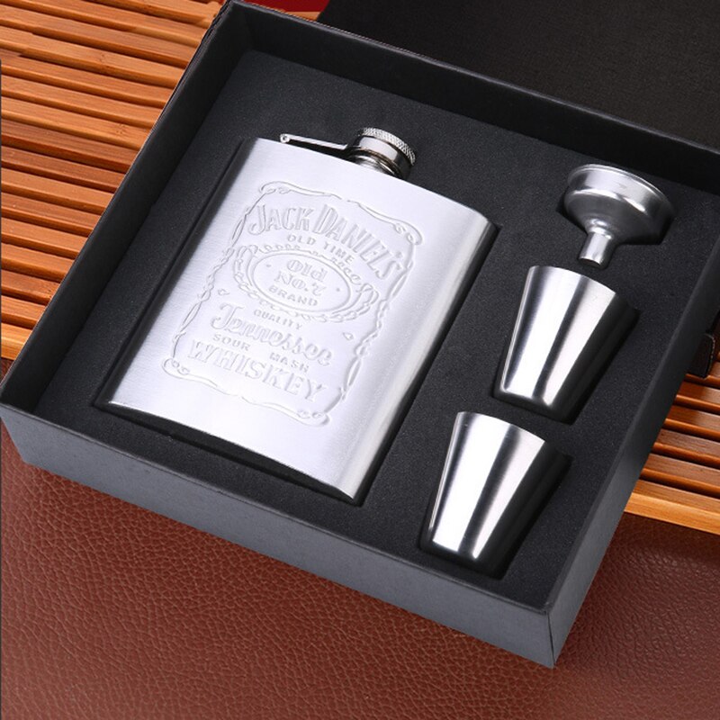 Mini Drinkware Alcohol Bottle Pocket Drinking Liquor Flask Portable Stainless Steel Hip Flask 7oz Wine Mug Wisky Bottle With Box