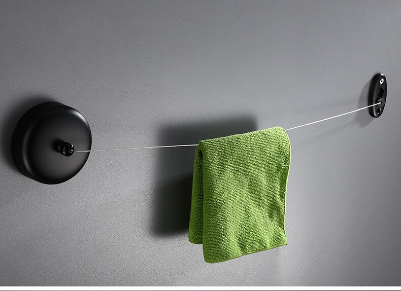 Hardware sæt  #10 usynligt stål tørresnor rustfrit teleskopisk reb vægmonteret hotel badeværelse håndklædeholder: 2.8m