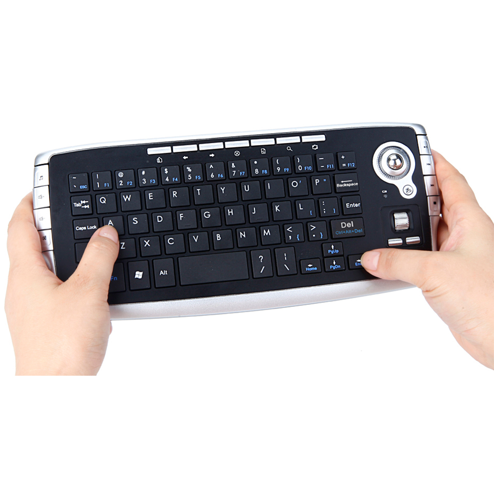 Jomaa Teclado Trackball inalámbrico USB portátil con Trackball y rueda de desplazamiento Mini teclado USB para ordenador portátil TV Box