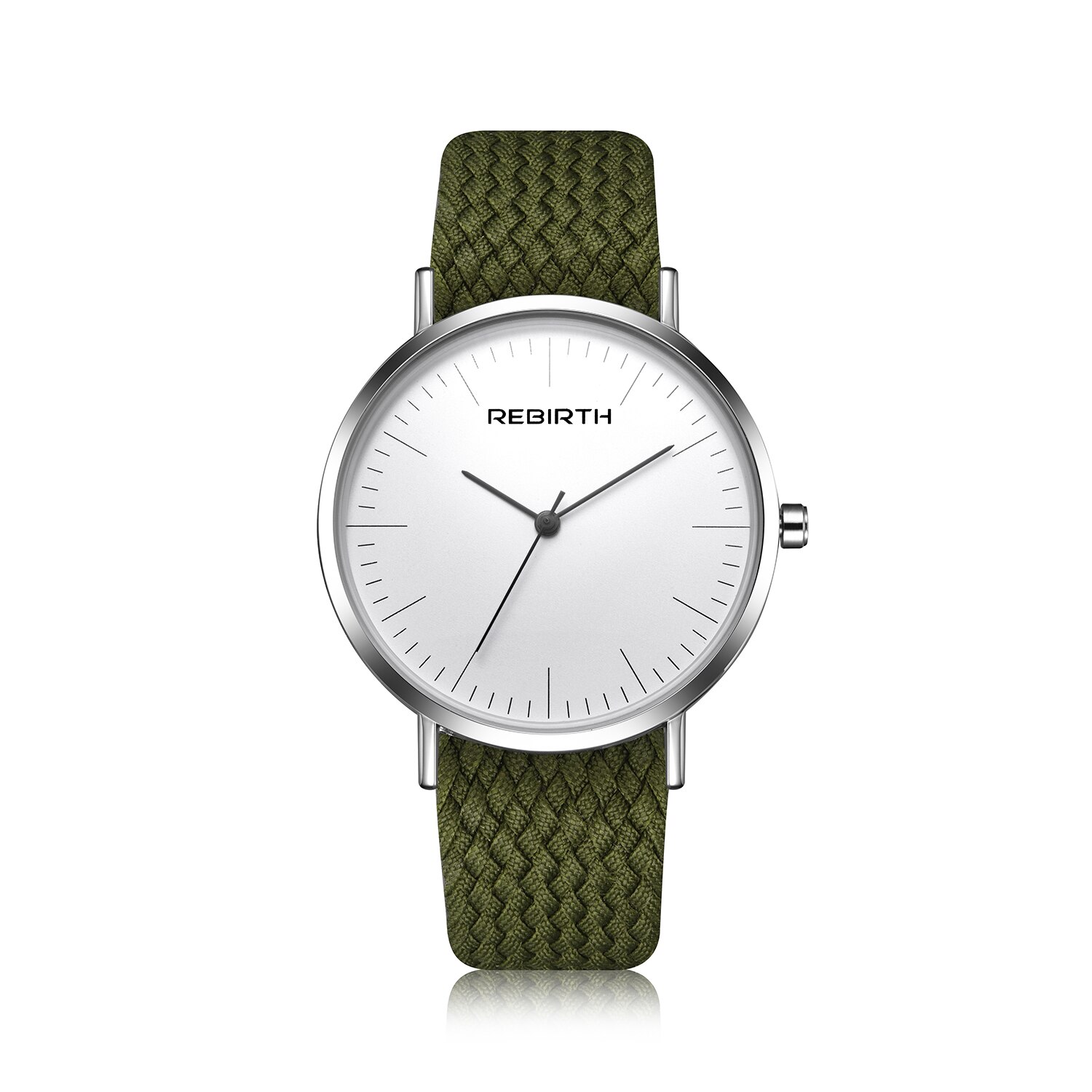 nuevos relojes de REBIRTH para mujer, hombres, superior, relojes de pulsera Unisex de Nylon, relojes deportivos de cuarzo, reloj masculino: green