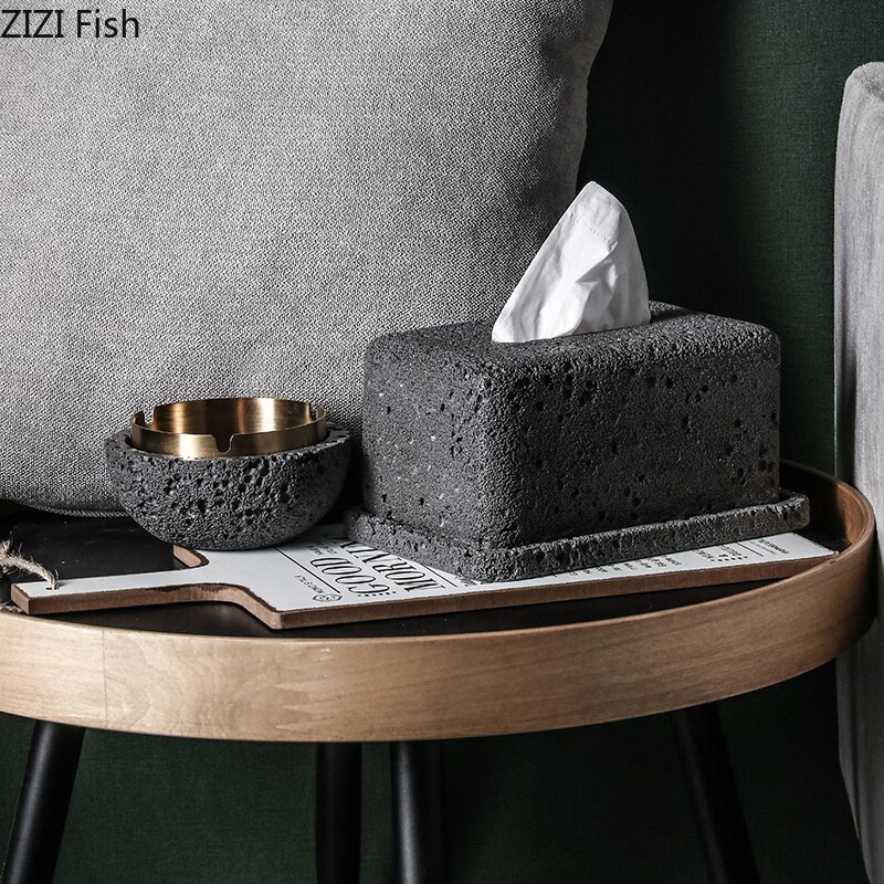 Cenicero de cemento artístico para el hogar, Cenicero anticenizas portátil de gran capacidad para coche, decoración del hogar, para novio