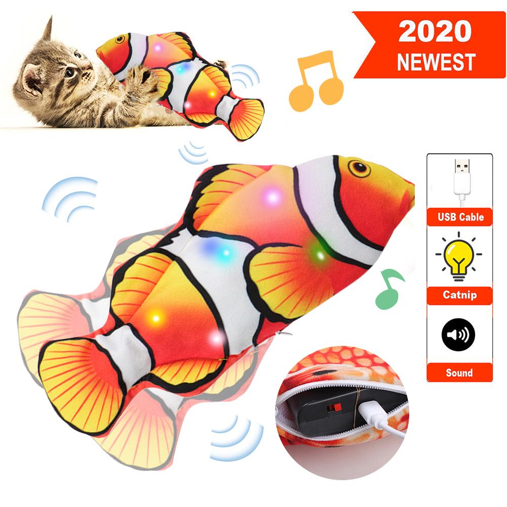 Electric Moving Fish Cat Realistic Plush Simulation Electric Wagging Fish Cat Toy Catnip Kicker Toys Funny Interactive Pets Pill: 8