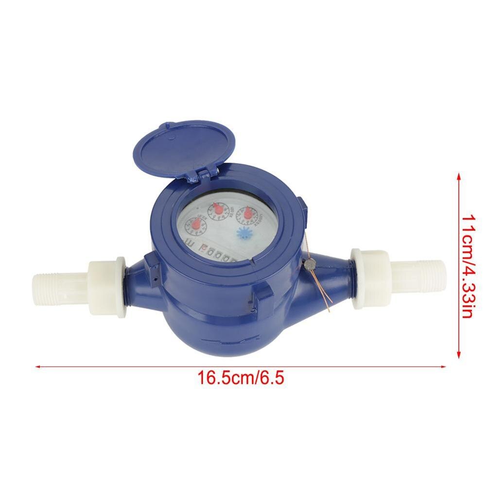 Water Meter 15mm 4.33" Cold Water meter Garden Home Plastic Cold Water Meter Single Water Flow Wet Table Measuring Tool