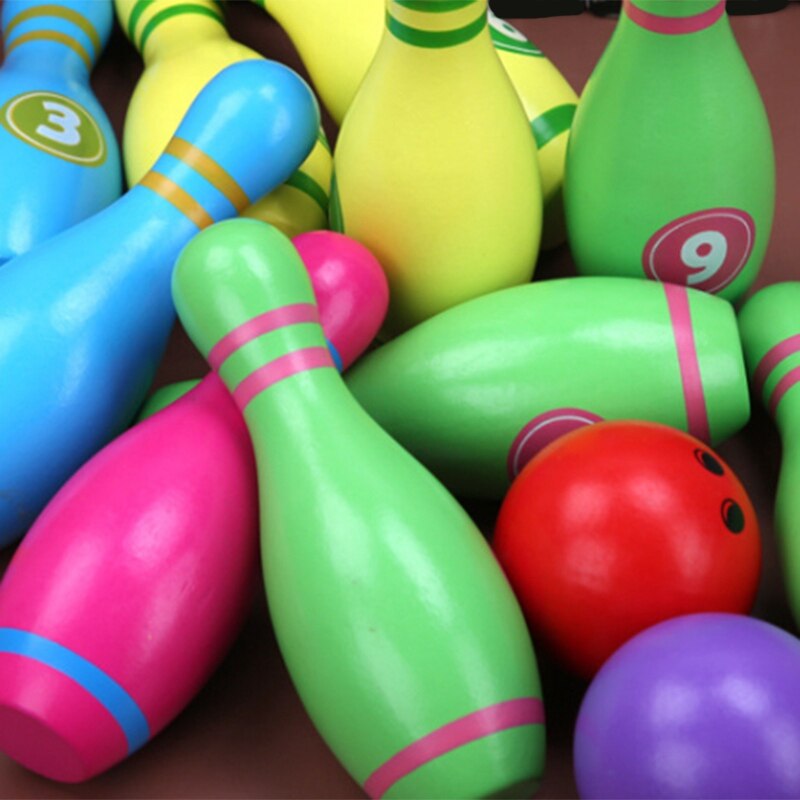 Kids Bowling Toys Set ,10 Colorful Pins 2 Balls,Toddlers Toys Printed with Number for Boys Girls 1-6 Years Old ball diamete