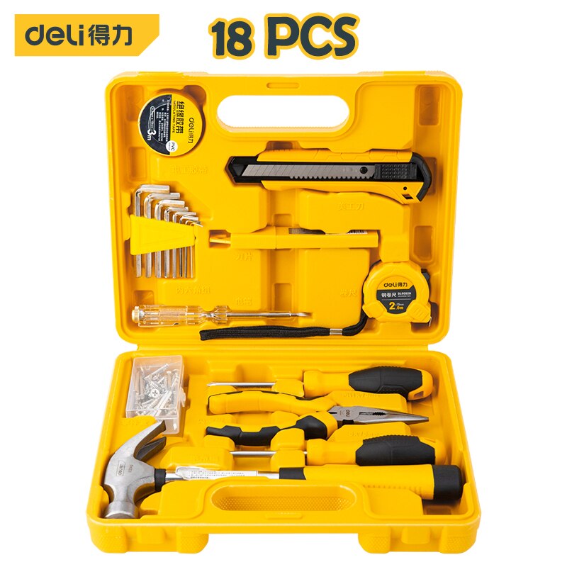 Mechanic Wrench Tool Hand Tool Set Auto Repair Mixed Tool Combination Package Hand Tool Kit with Plastic Toolbox Storage Case