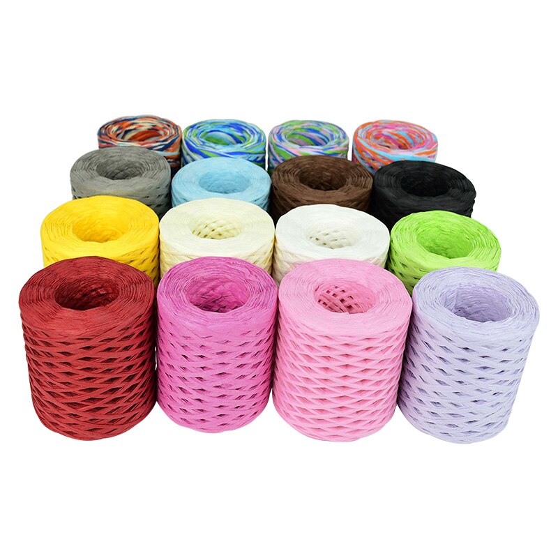 200m/Roll Hand-knitted Lafite Raffia Straw Paper Cord Ribbon For Wedding Birthday Party Packaging Box Craft Twine Belt Rope