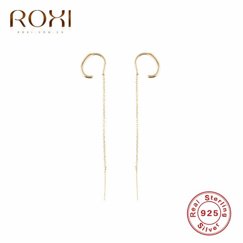 Roxi 925 Sterling Zilveren Lange Kwast Oorbellen Geometrische Ketting Oor Lijn Oorbellen Voor Vrouwen Clip Op Earring Dangle Opknoping Oorbellen