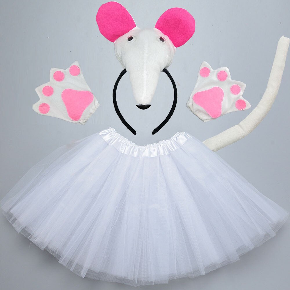 Costume Cosplay pour adultes et enfants, souris, Rat, accessoires pour fête d&#39;anniversaire, bandeau, queue, jupe, fête prénatale, Halloween: 1 / for 2-8 years kids