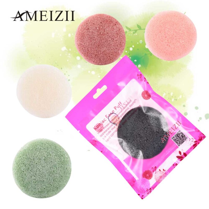 Esponja mágica de lavado de cara Puff fibra semicircular Maquillaje facial almohadilla de lavado esponja de limpieza Puff exfoliador herramienta de limpieza