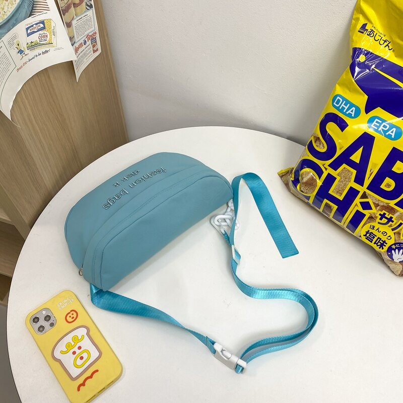 Süße brusttasche, japanische schultertasche mit großem fassungsvermögen, macaron-mädchen-stil, lässige schräge umhängetasche, bauchtasche für studentinnen: Seeblau