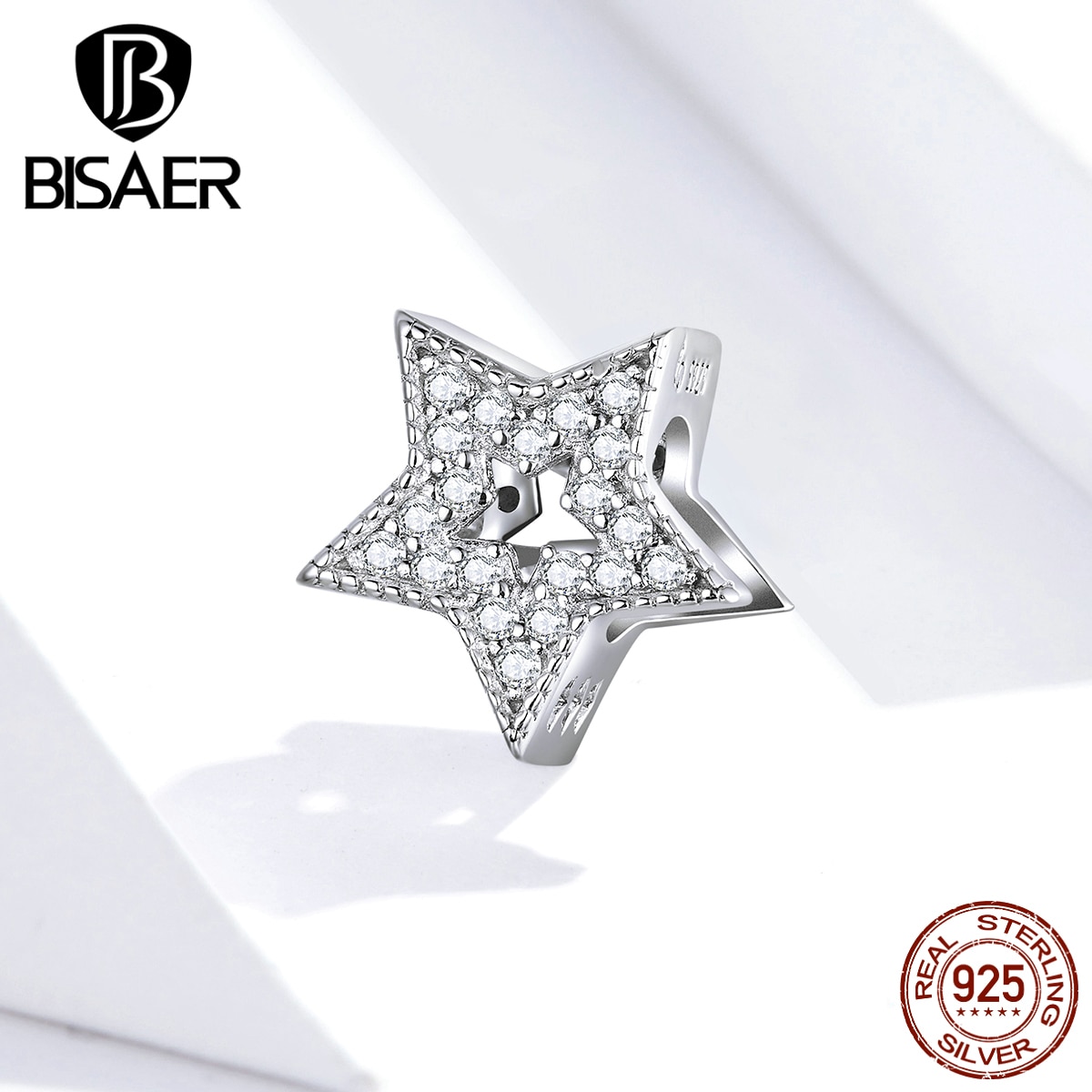 Estrela encantos bisaer 925 prata esterlina zircônia cúbica pave celestial estrela grânulos charme original prata 925 jóias efc210