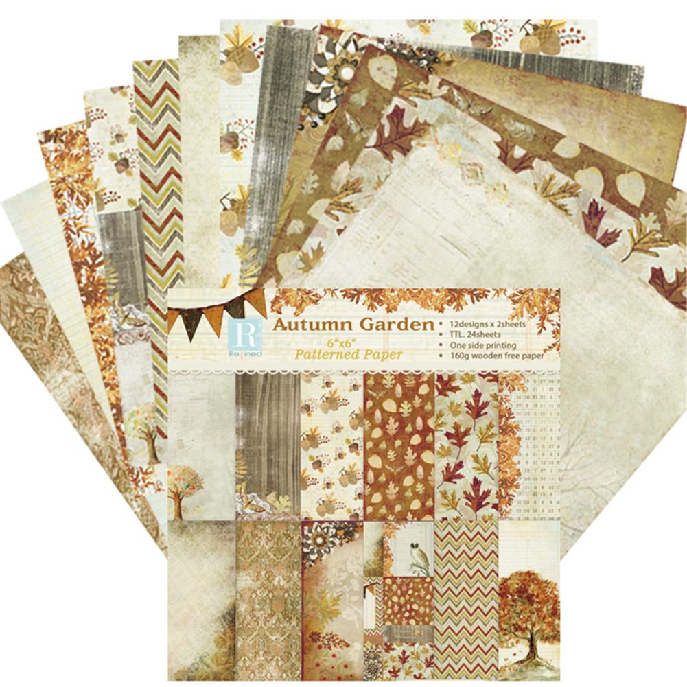 24pcs/set DIY Album Background Paper Scrapbook Background Paper Card Making Background Paper 6'' Single-Sided Pattern Paper