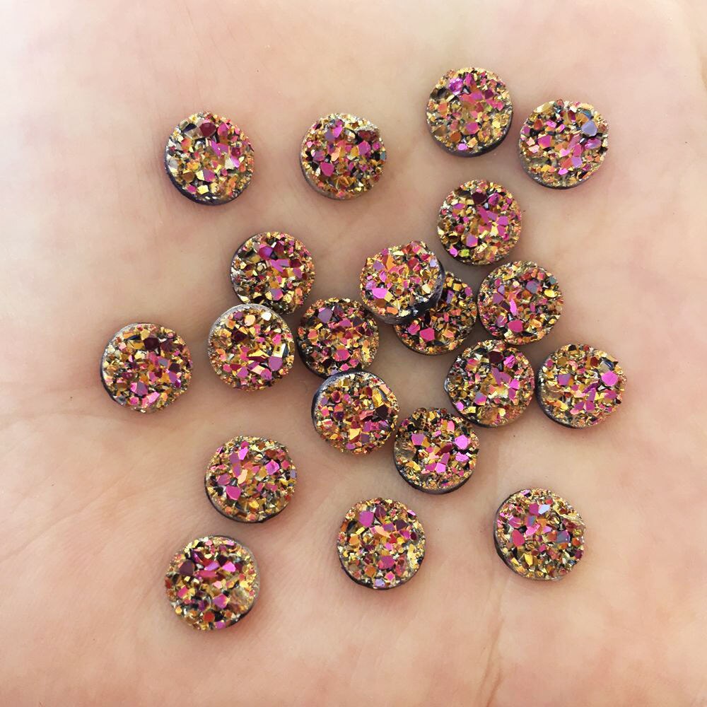 120 pcs AB Resin Bling Onregelmatigheid oppervlak Erts crystal 8mm Ronde plaksteen rhinestone Ornament DIY Wedding applicaties craft SW72 * 3: 6