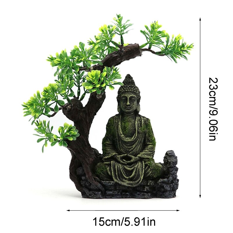 Ancient Buddhism Statue in Zen Fish Tank Landscaping Ornament Simulation Crafts Aquarium Decorations Fish Hiding Place Decor C42