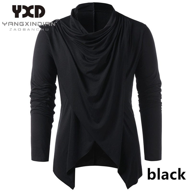 Strik til mænd mænd asymmetrisk cardigan afslappet strikket mand trøjer sjalkrave åben front overlap herre sweater