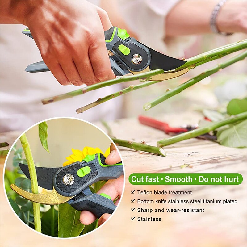 Plant Stainless Steel Trim Horticulture Pruner Cut Secateur Shrub Garden Scissors Tools Branch Orchard Pruning Shears Home Set