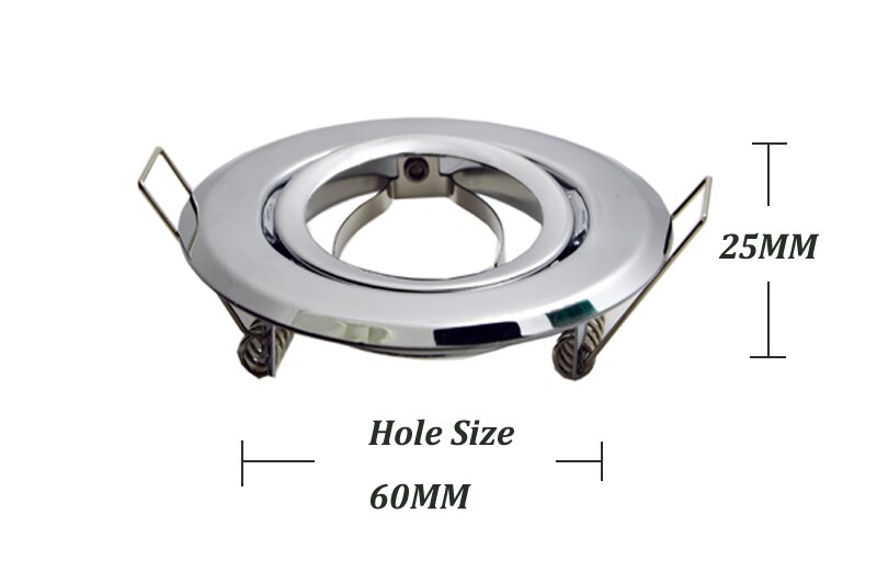 Round Silver Adjustable 83mm Diameter GU10 / MR16 Spot Light Housing LED Recessed Downlight Frame Ceiling Fixture
