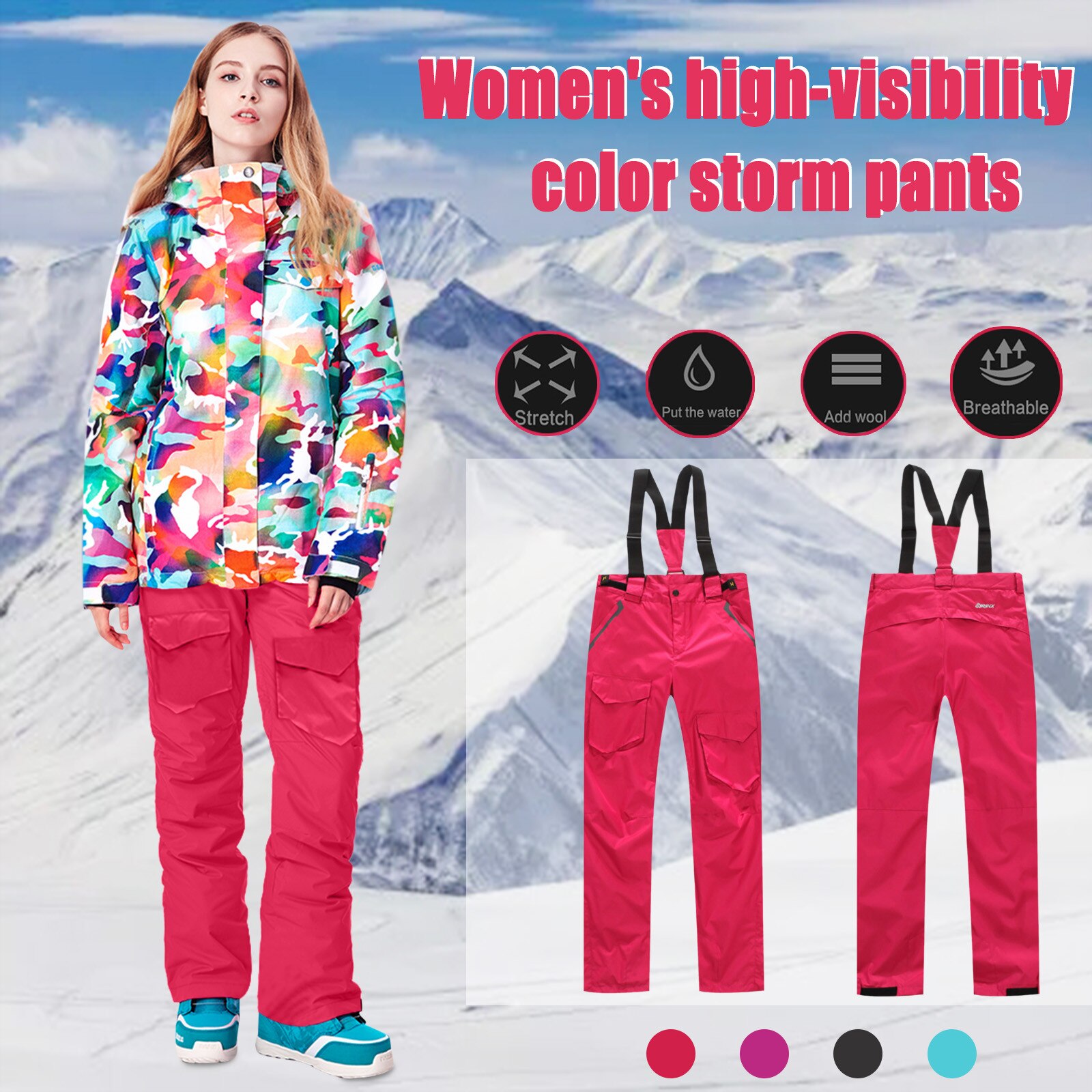 Ski Pants Women And Men Fishing Suspenders Work Clothes Sports Windproof Winter Brands Snow Snowboard Trousers Snowboard