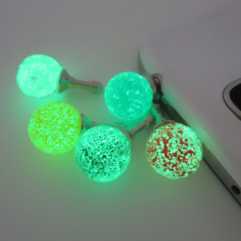 Jack Anti Dust Plug Universal Headphone Dust Cap 1PC Round Colurful Rhinestone Luminous Dust Plug Mobile Phone 3.5mm Earphone