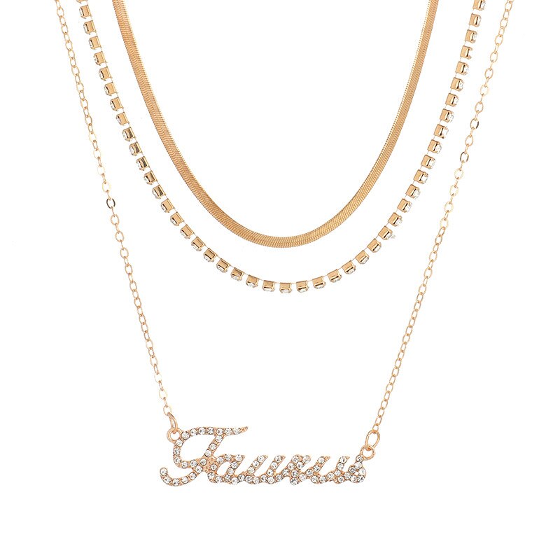 3 Stk/set Multilayer Sterrenbeeld Hanger 12 Constellation Ketting Horoscoop Ram Leeuw Schorpioen Snake Chain Choker Verjaardag Sieraden: Taurus