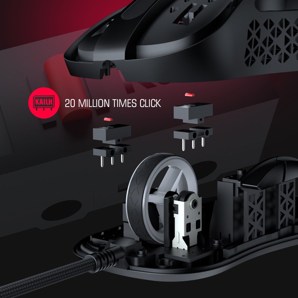 GameSir GM500 Kabelgebundene Gaming-Maus, superleichte PC-Maus mit optischem PMW33600-Sensor 12000 DPI