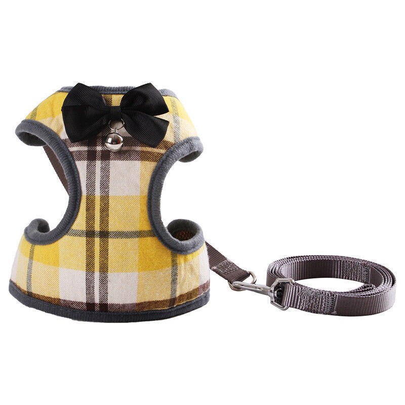 Kleiner Hund Gurt und Leine Set Pet Katze Weste Harness Mit Bowknot Mesh Gepolsterte Für Kleine Welpen Hunde Liefert 1PC: Gold / L