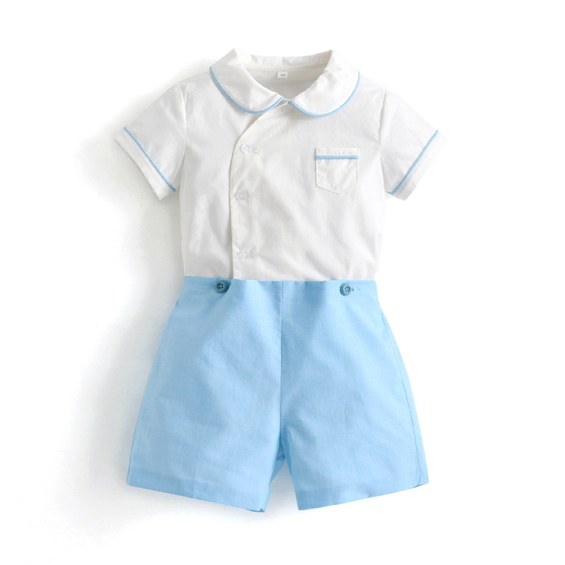 Lito Angels Baby Jongens Doopsel Doop Wit Satijn Pak Kleding Doopkleding Doopkostuum Set met Kap Maat 62 (Leeftijd 0-3 maanden) Korte Mouw