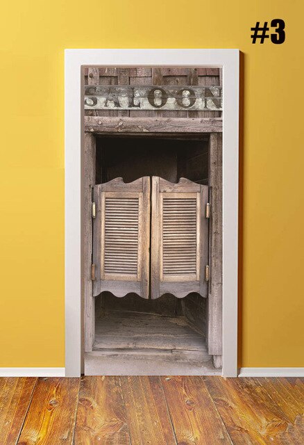 Sticker On The Door Self Adhesive Retro Wallpaper Diy Canvas Print Picture Wall Art Home Decor Mural Wardrobe Renovation Decal: Door XRK1474-03 / 95x215cm