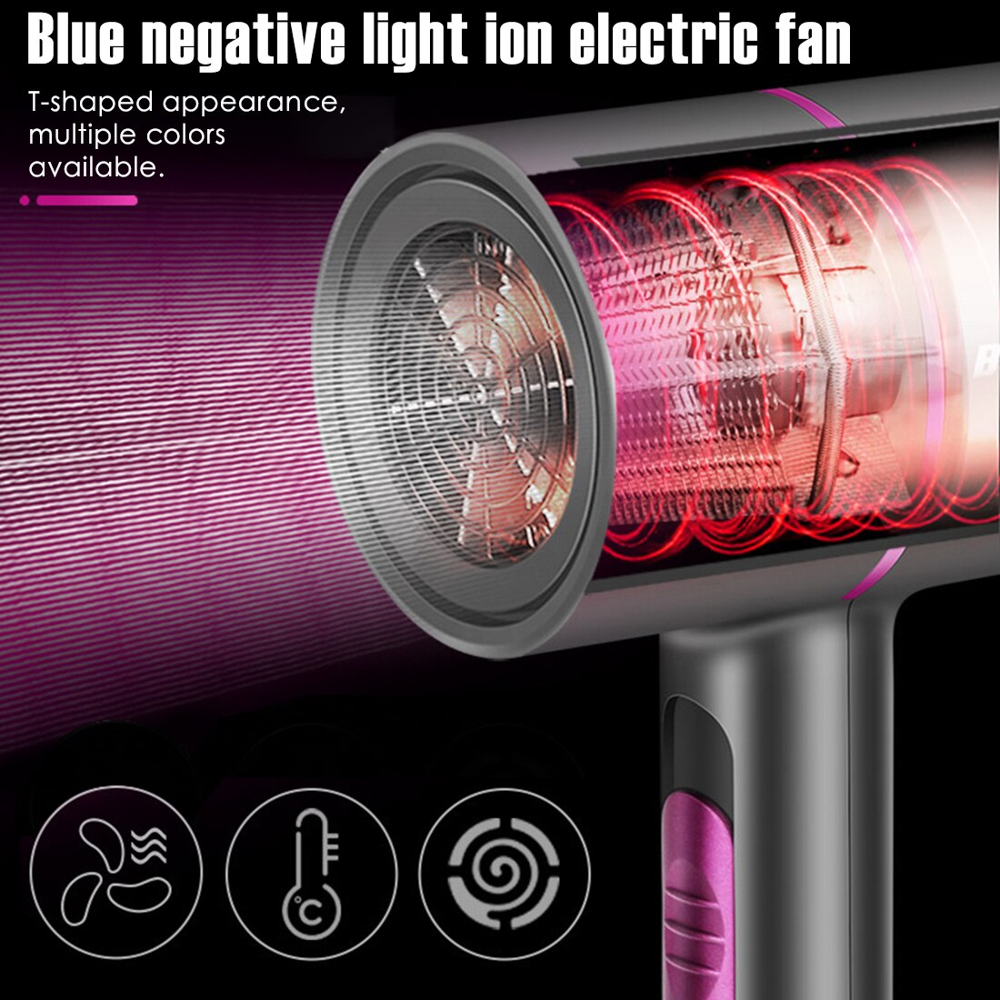 Secador de pelo de anión de alta potencia 2000W, secador de pelo para salón, secador de pelo nutritivo, pequeño martillo, herramienta de modelado de aire y frío