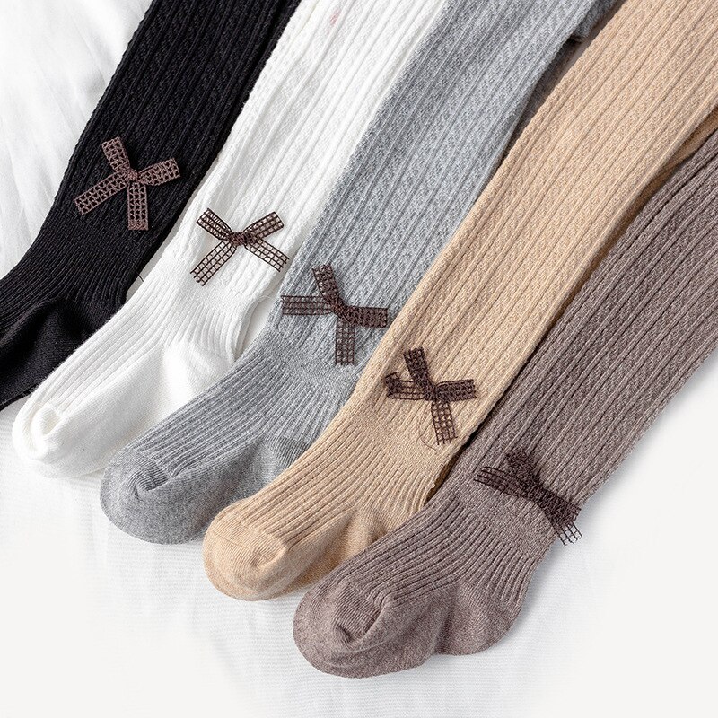 Cor sólida bebê menina collants bonito bowknot crianças meia-calça algodão macio bebê menina coisas primavera outono infantil criança meias