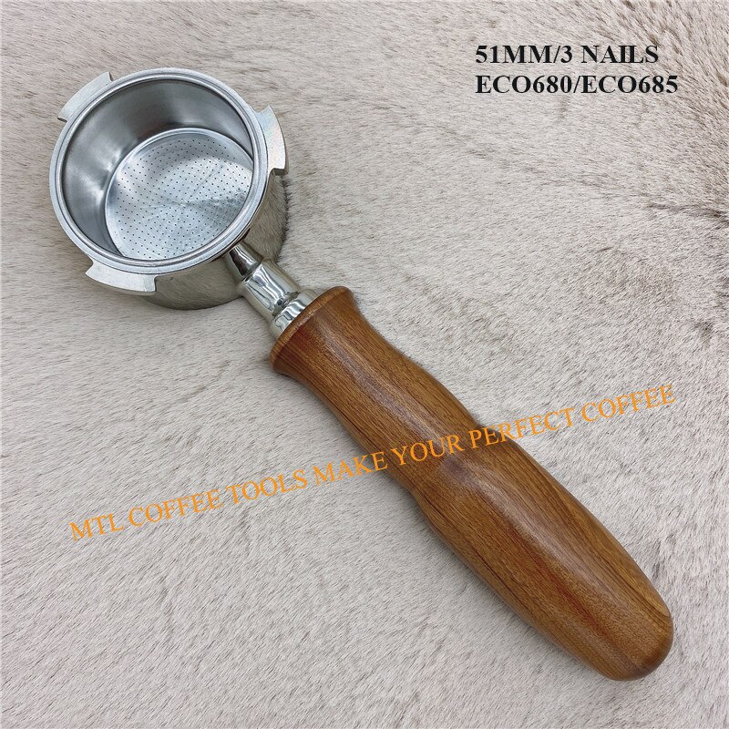 EC680/EC685 Bottomless Portafilter 51MM for Delonghi dedica machine Filter Replacement Filter Basket بورتافلتر ديلونجي Espresso: D handle 3 nails