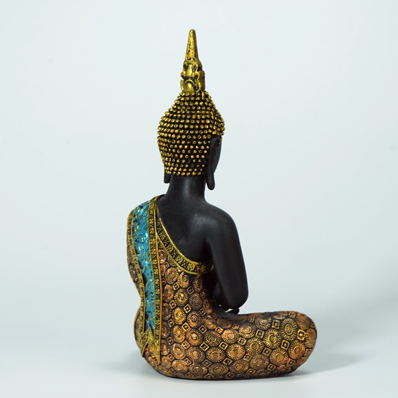 Estatua de Buda tailandés VILEAD de 16cm, figuritas de resina de Buda tailandés, decoración del hogar para sala de estar Fengshui