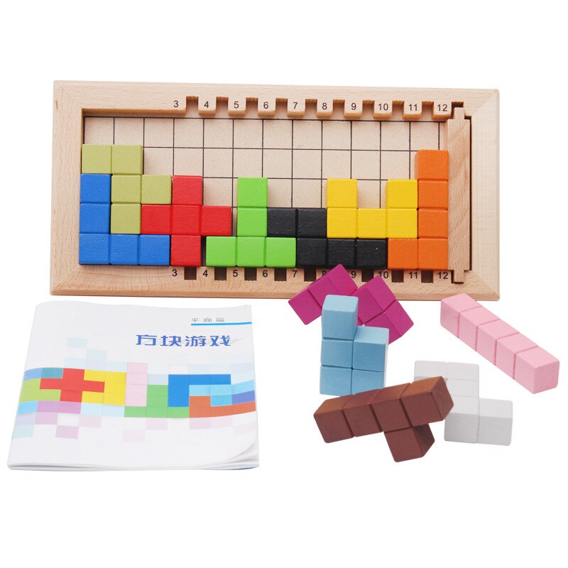 Kleurrijke Houten Fun Tetris Puzzel Speelgoed Voor Kinderen Voorschoolse Magination Intelligentie Verbeelding Onderwijs Speelgoed Kinderen