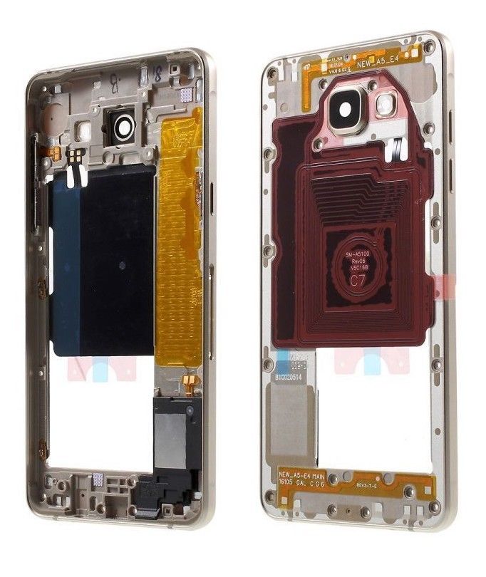 Voor Samsung Galaxy A5 SM-A510F Zilver/Grijs/Goud/Rose Goud Kleur Rear Terug Behuizing Frame Plaat midden Cover Met Kleine Onderdelen