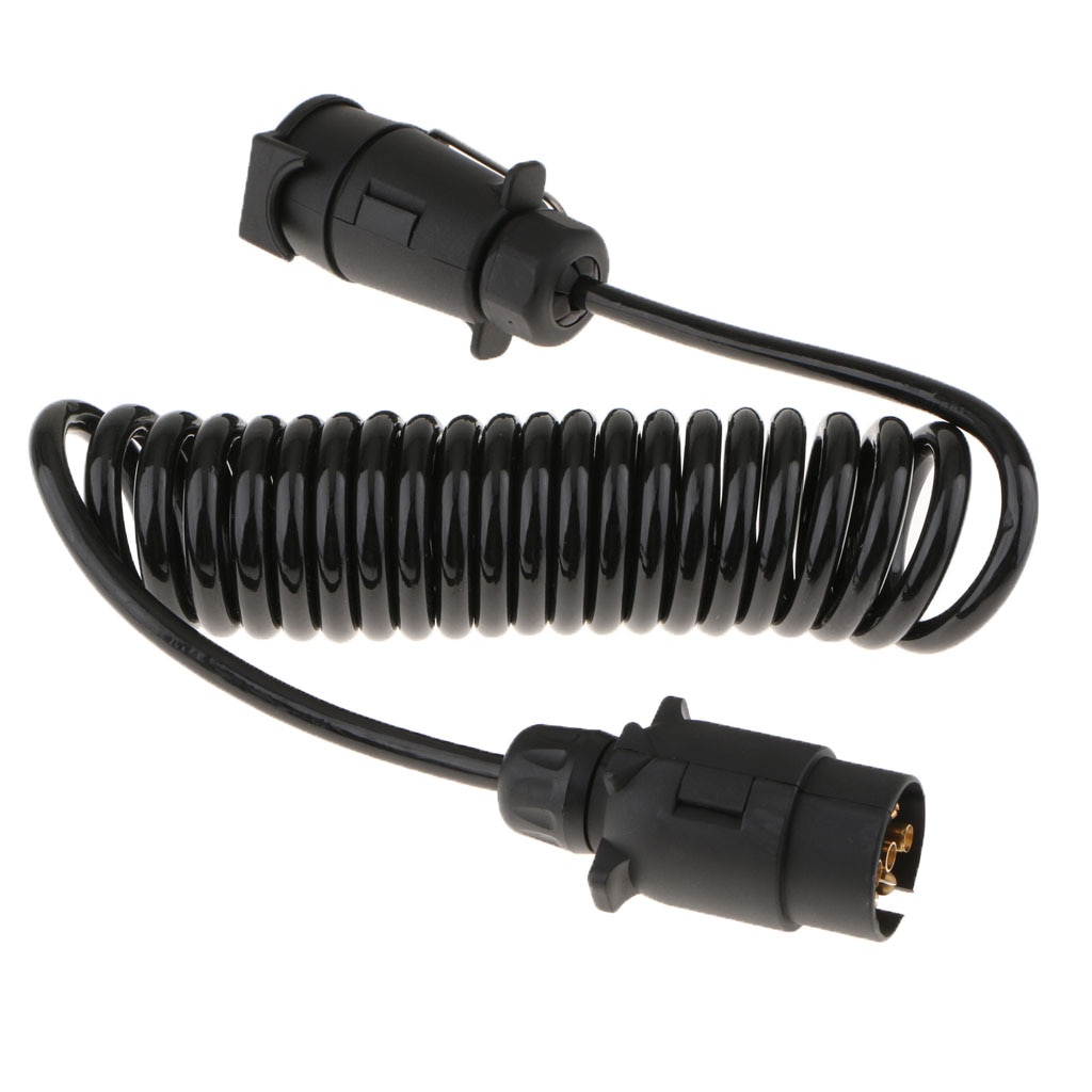 Black Round RV 7-Way 7-Pin Trailer Light Adapter Plug Connector 2 Meters