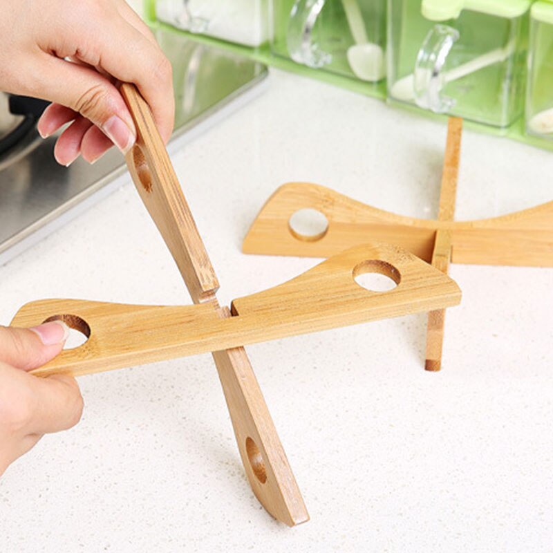 Kitchen Wood Tray Rack Detachable Table Mat Accessories Cozinha Kitchen Pot Dish Potholders Gadget Holder Steaming Tray Stand