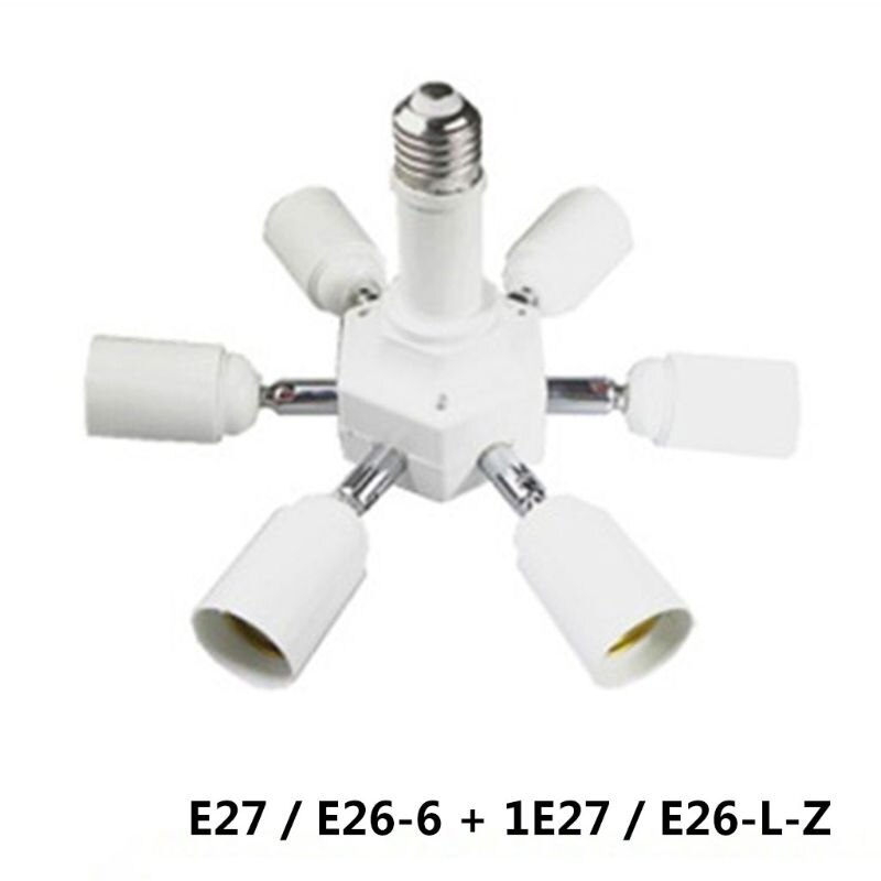 E26 E27 7 In 1 Led-lampen Socket Adapter Splitter, standaard Lamphouder Base Converter Voor Thuis Commerciële Verlichting