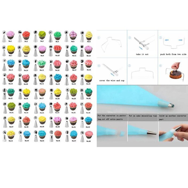 106pcs Multi-function Cake Turntable Set Cake Decorating Pastry Supplies Cake Decorating Kit Icing Piping Pastry Nozzles Tips