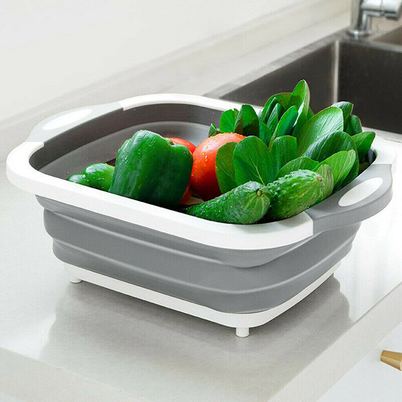 Multifunctionele 3 In 1 Opvouwbare Snijplank Keuken Opvouwbare Afvoer Mand Hakblokken Wassen Mand Keuken Organizer