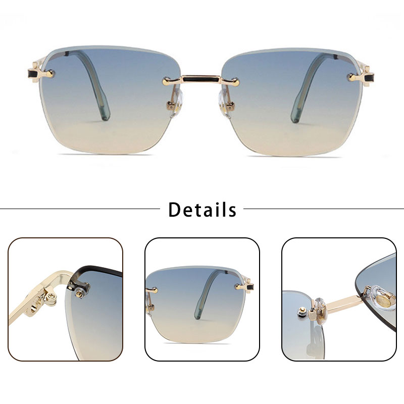 CATERSIDE pilote sans monture lunettes De Soleil hommes dégradé lunettes De Soleil femmes rétro affaires Shopping UV400 Lunette De Soleil Homme