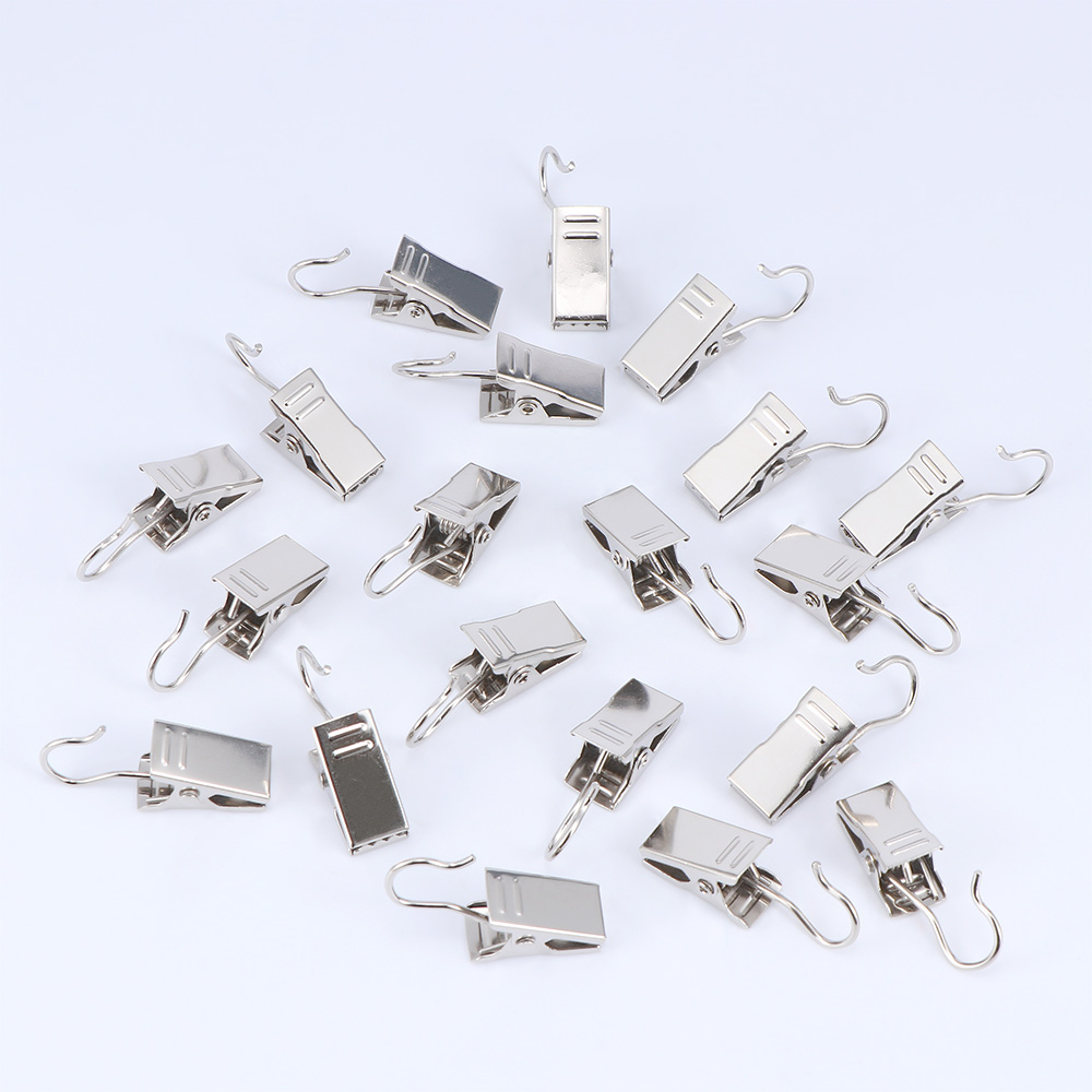 20 pièces/ensemble fenêtre douche métal Crocodile pince Durable rideau crochet Clips acier inoxydable rideau anneaux pinces accessoires