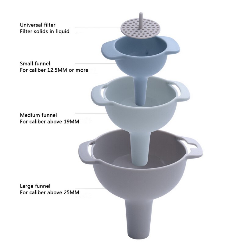 4-In-1 Trechters Set Olie Zeef Keuken Gereedschap Olie Water Kruiden Wijn Fles Filter Plastic Keuken Accessoires