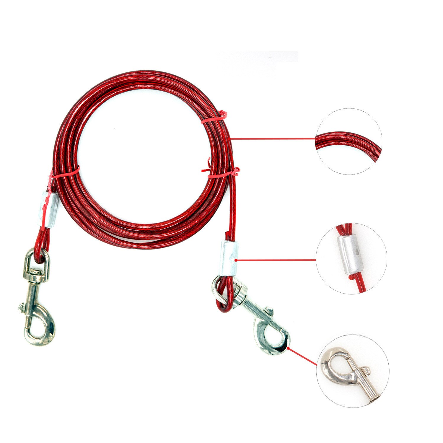 Steel Basics Tie-Out Cable and Fixed Pile Sets for Dogs Outdoor Thick Steel Wire Rope Belt for Large Dogs Training Chain Leashes