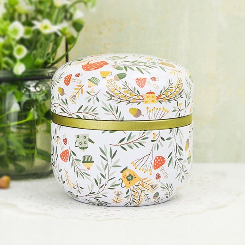 Multifunction Round Tea Caddies Metal Tea Box With Lid Tea Jar Mini Storage Boxes Caddy Coffee Powder Cans