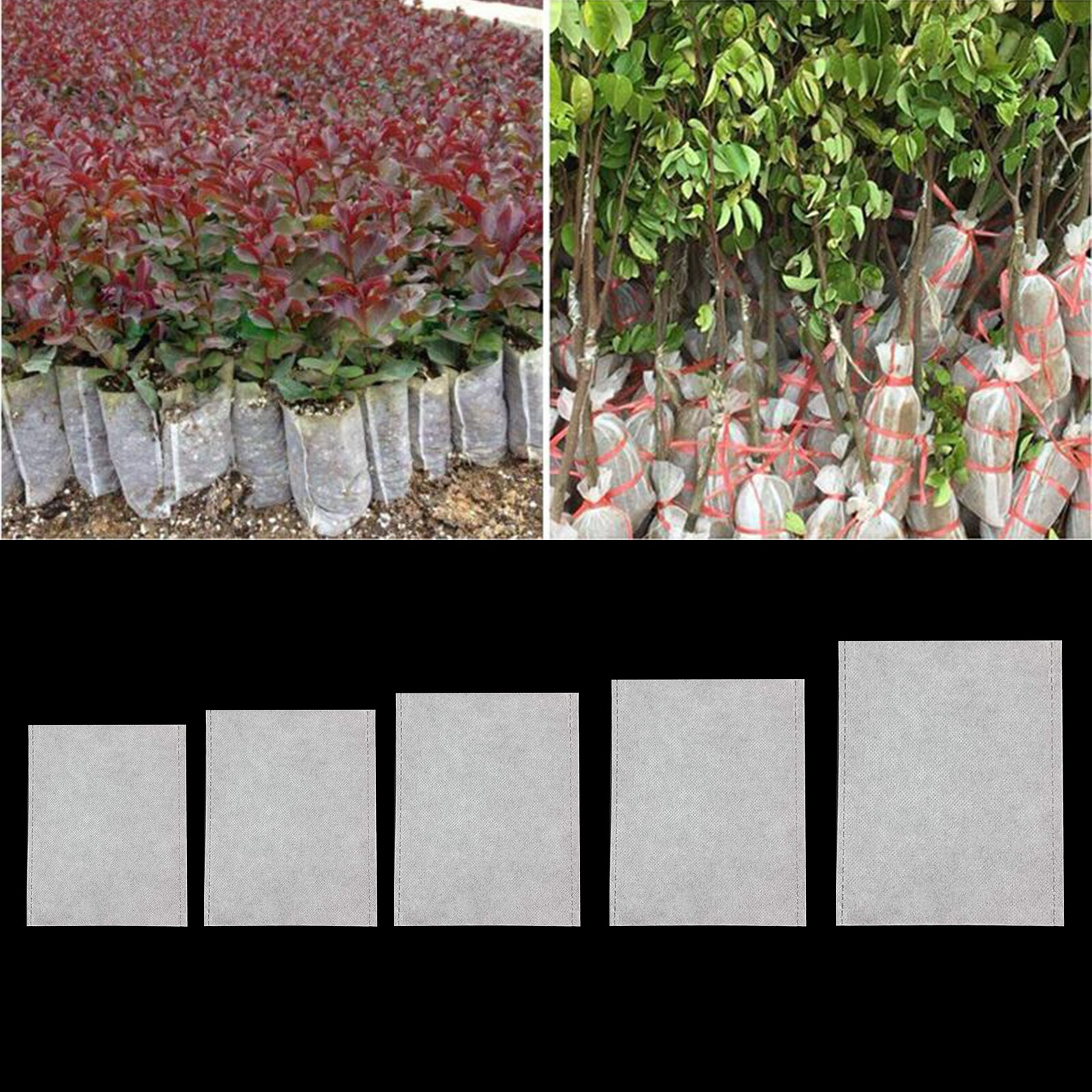 300Pcs 5 Maten Biologisch Afbreekbaar Non-woven Zaailing Potten Planten Zakken Verzorgingstas