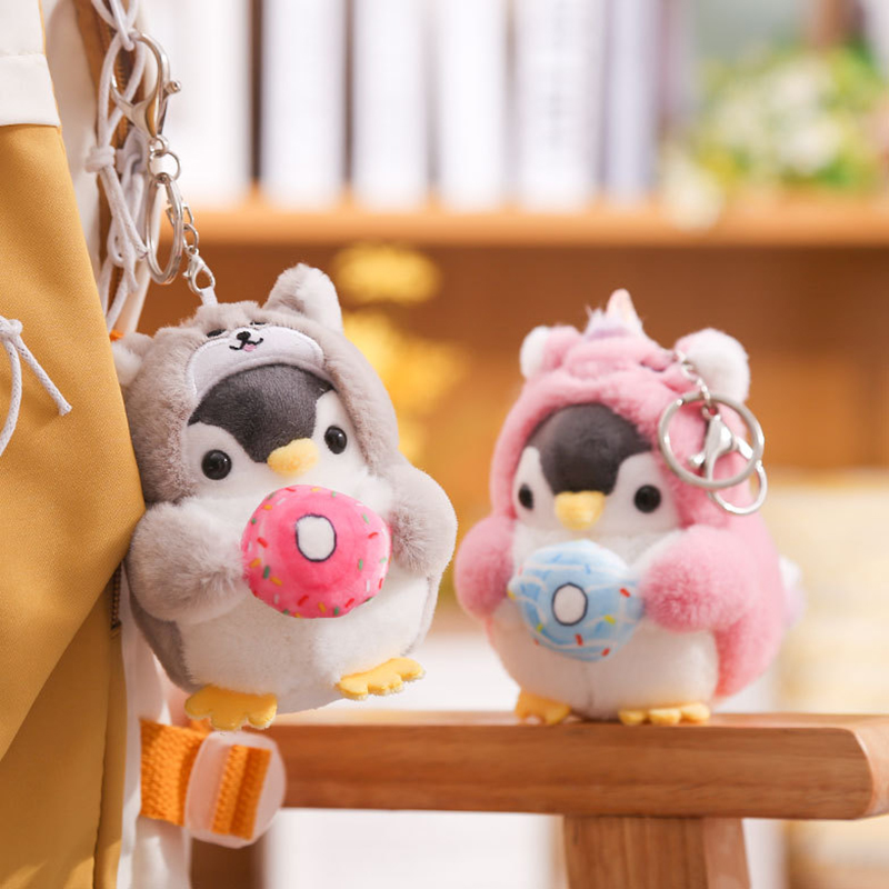 Lindo pingüino muñeca llaves llavero niñas dibujos animados coche llavero Kawaii mujeres bolso accesorios dibujos animados muñeco de peluche llavero