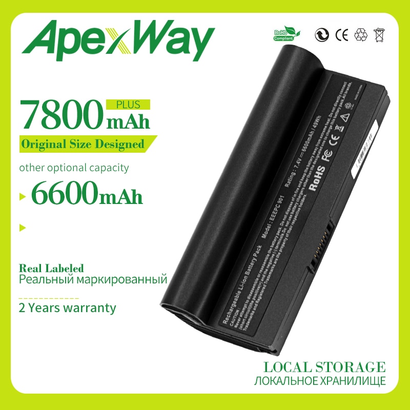 Apexway, batería para ordenador portátil, AL23-901 AP23-901 AP22-1000 para Asus Eee PC 1000H 1000 1000HA 1000HD 1000HE 1000HG 901 904HD